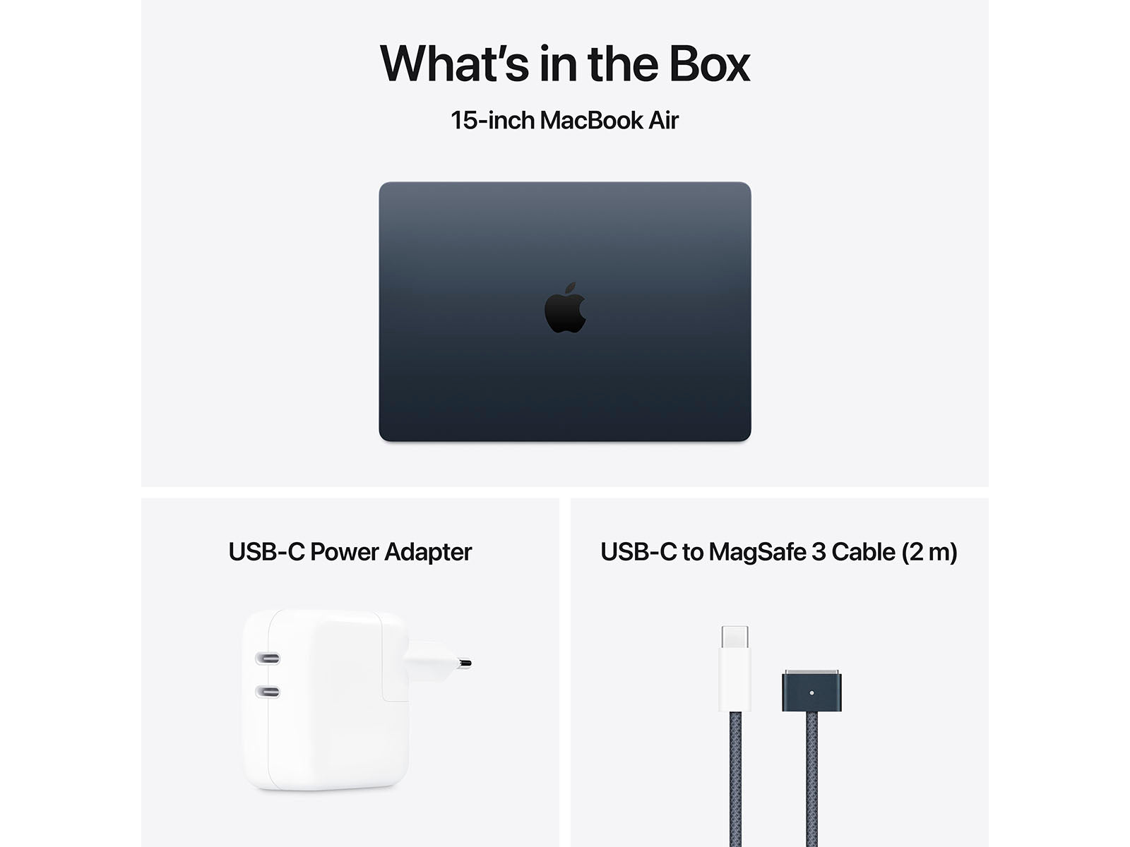 MacBook Air 2025 15" M4 10 processorer, 10 grafikkort, 24 GB, 512 GB - Midnatt - (MC6L4DK/A)