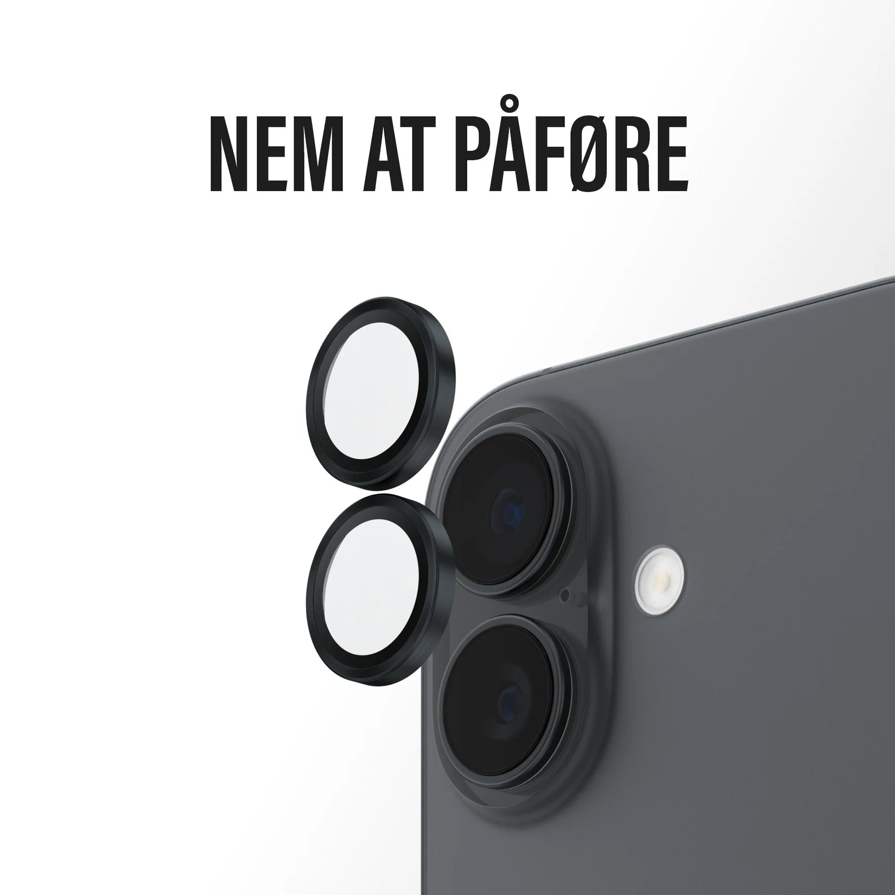 PanzerGlass Hoops Kameralinse-beskytter til iPhone 17 / 16 Plus – Sort