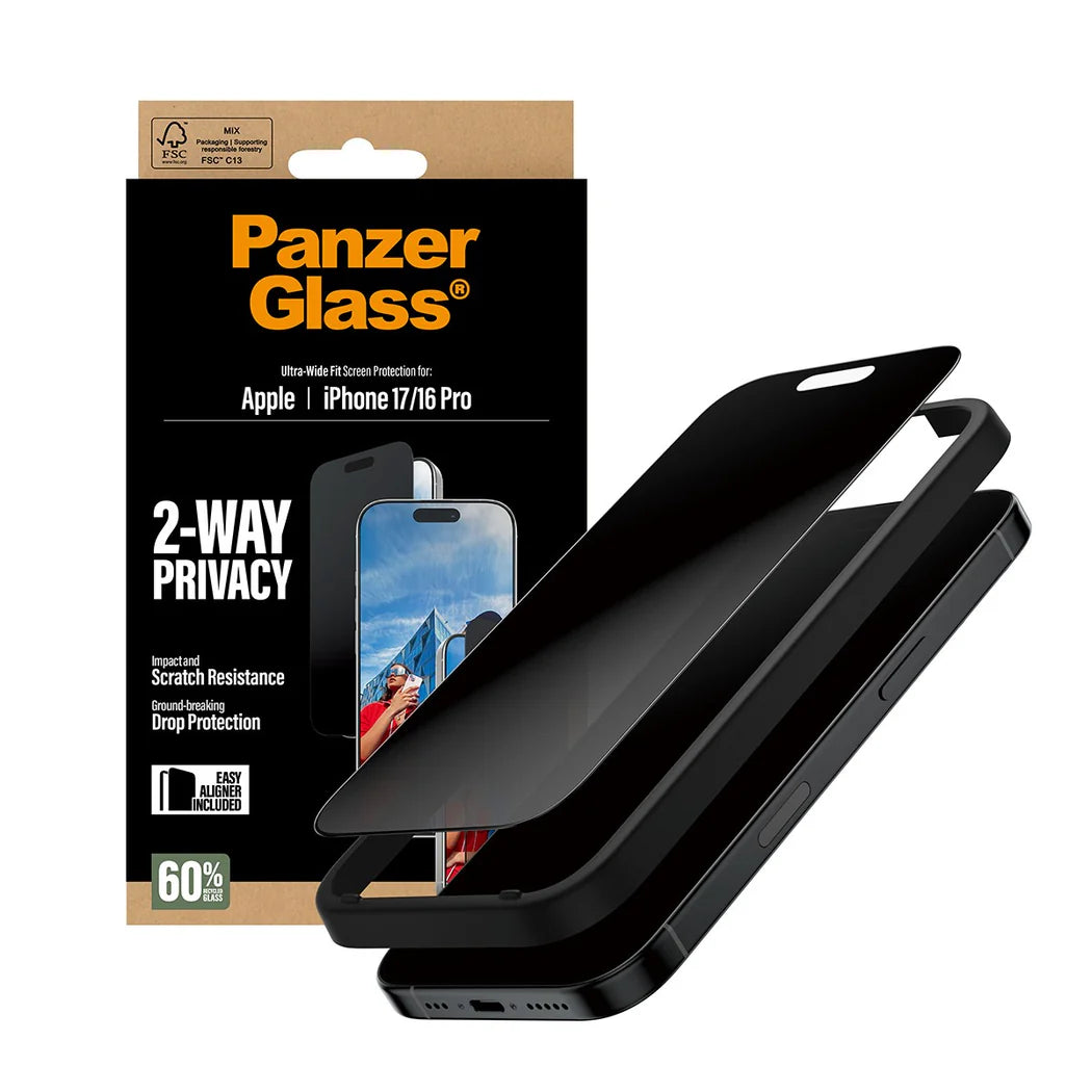 PanzerGlass 2-Way Privacy Skærmbeskyttelse til iPhone 17 / 16 Pro