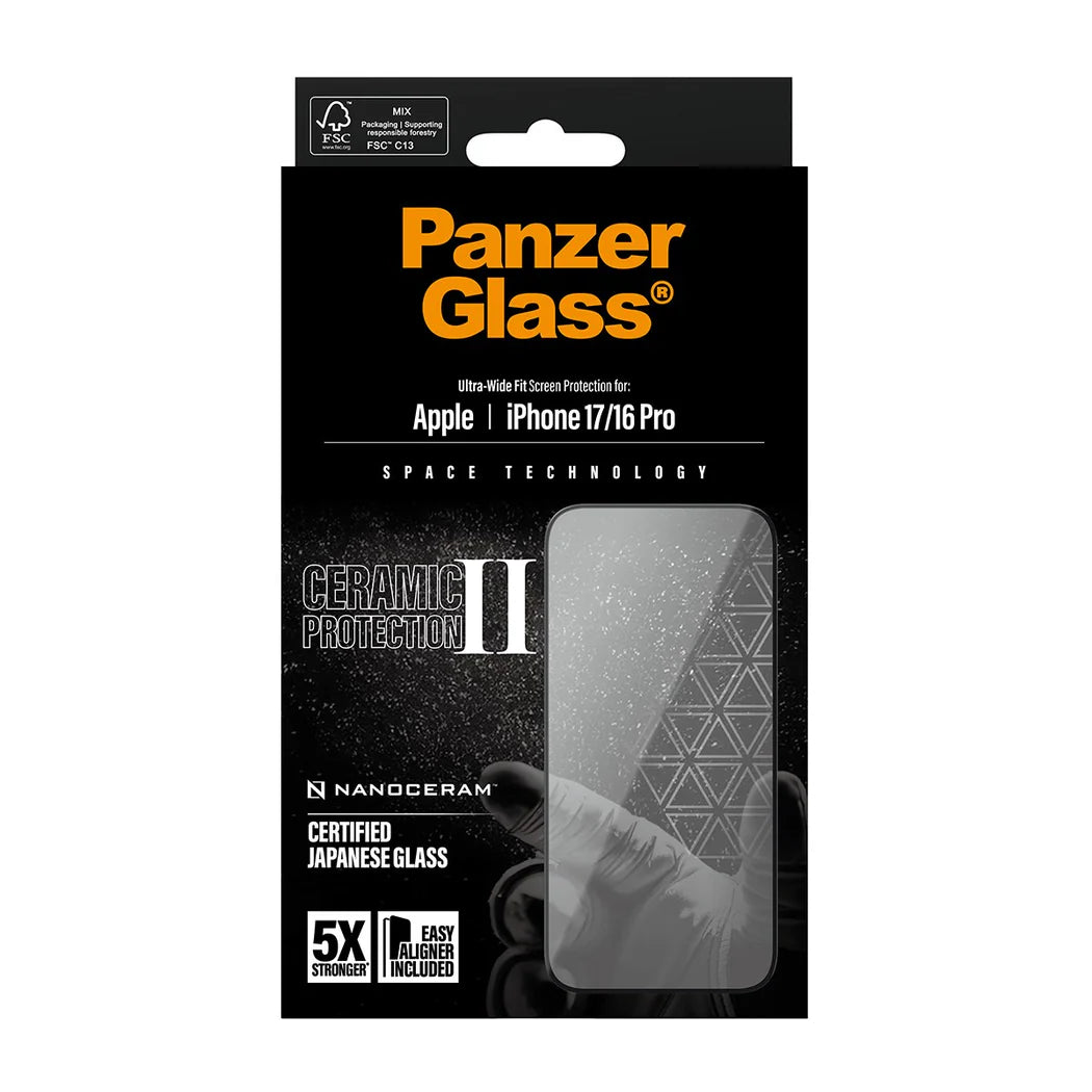 PanzerGlass Ceramic II Skærmbeskyttelse til iPhone 17 / 16 Pro