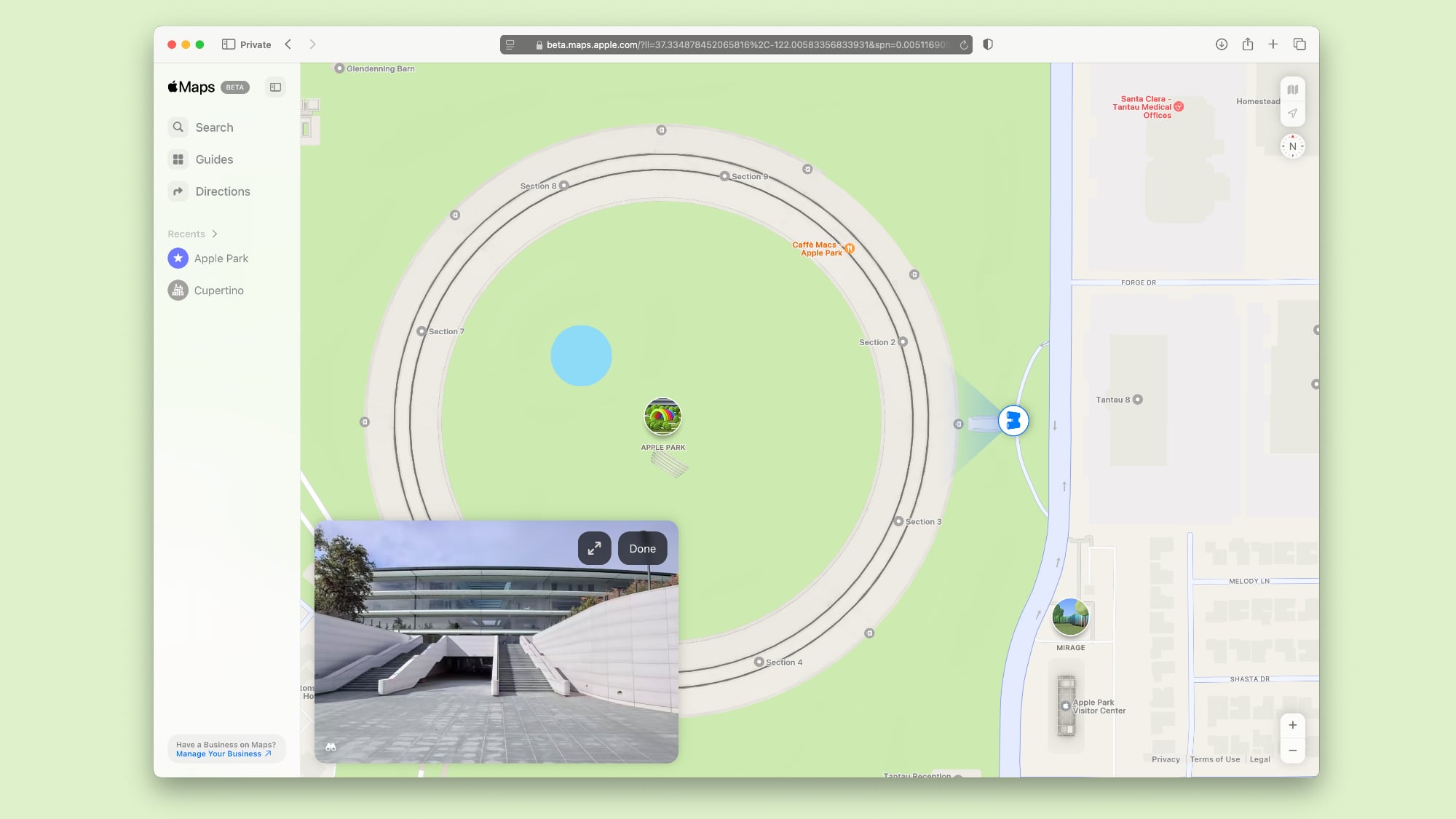 Apple Maps web får 'Se Rundt'-funktionalitet