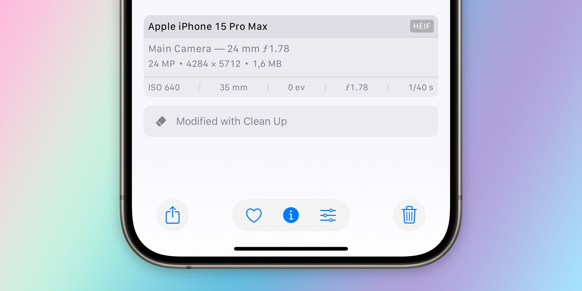 iOS 18.1 mærker billeder redigeret med Clean Up, sådan kan du se det