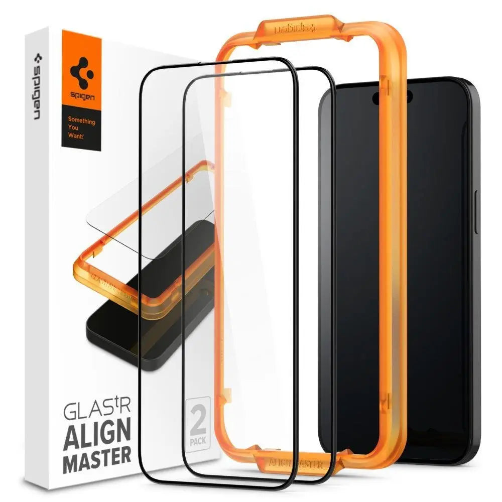 TEMPERED Spigen ALM GLASS FC 2-PACK IPHONE 15 PRO BLACK Spigen