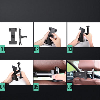 Ugreen car smartphone tablet holder for headrest black Ugreen