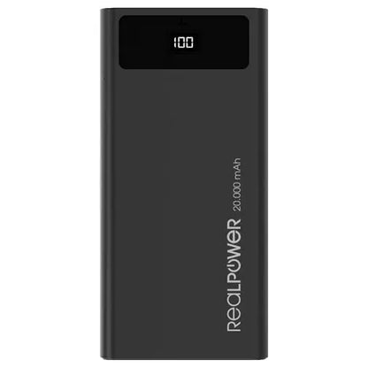 RealPower PB-20000 USB-C Hurtiglader Powerbank 20.000mAh Sort RealPower