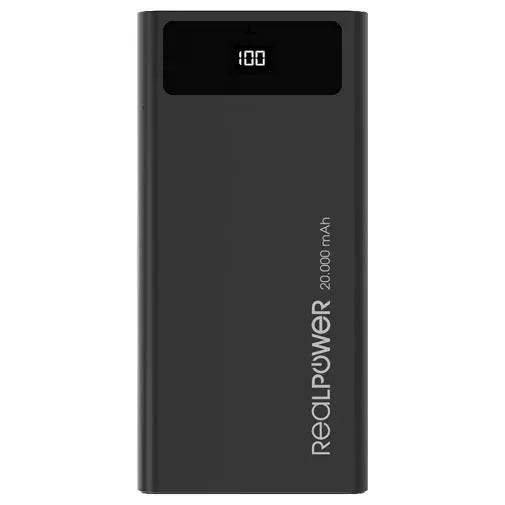 RealPower PB-20000 USB-C Hurtiglader Powerbank 20.000mAh Sort RealPower