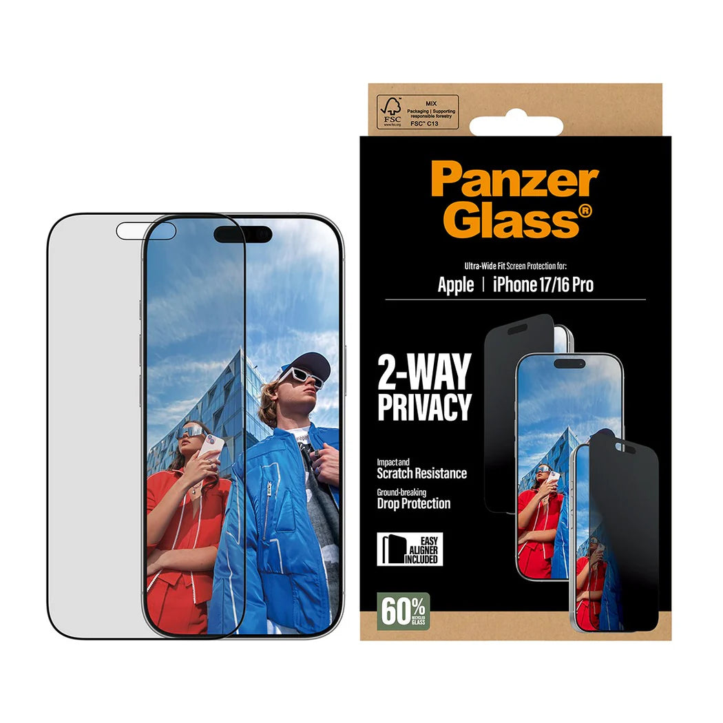 PanzerGlass 2-Way Privacy Skærmbeskyttelse til iPhone 17 / 16 Pro