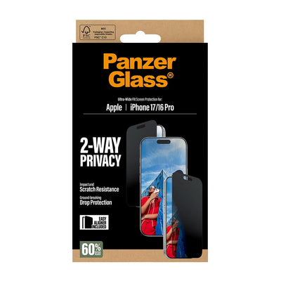 PanzerGlass 2-Way Privacy Skærmbeskyttelse til iPhone 17 / 16 Pro