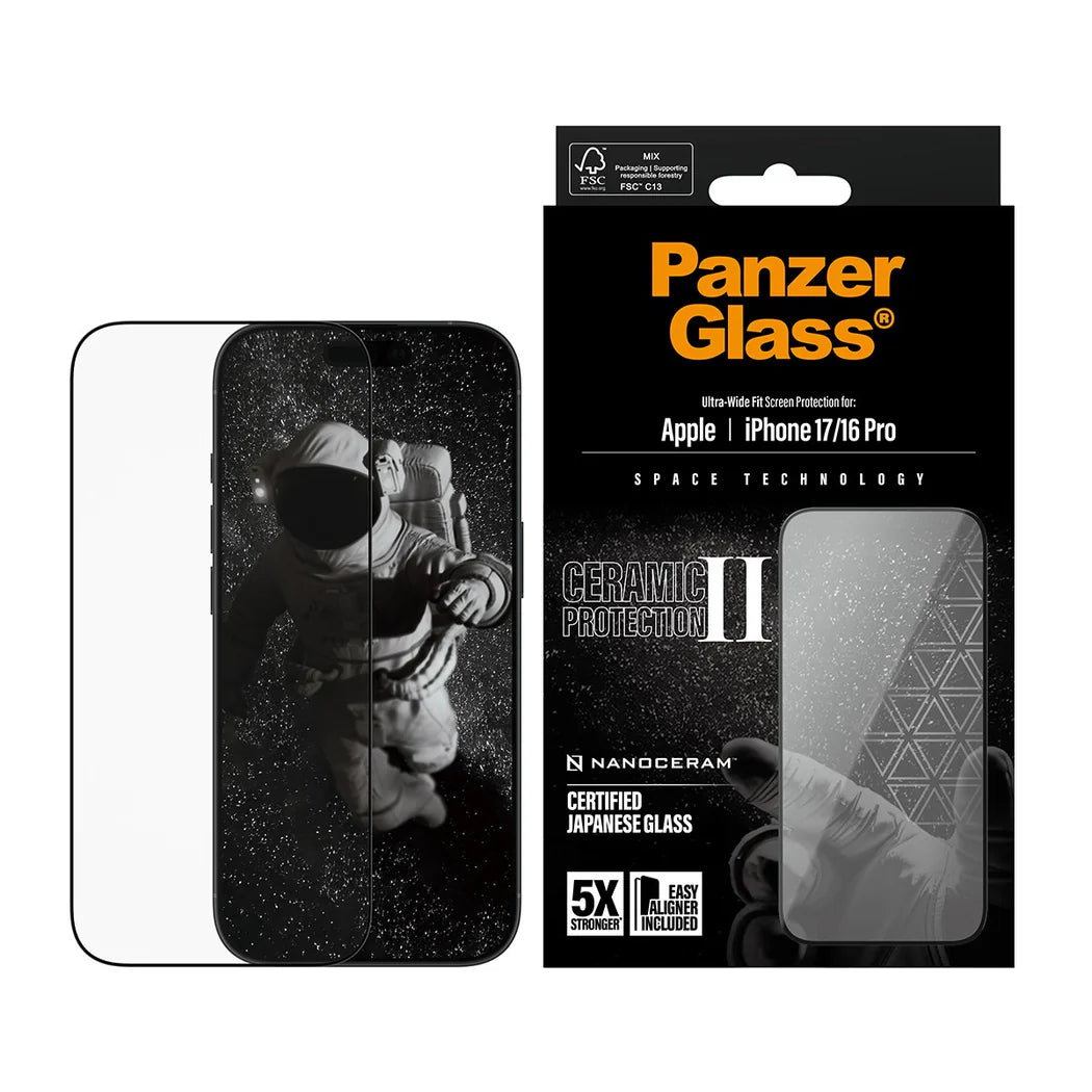 PanzerGlass Ceramic II Skærmbeskyttelse til iPhone 17 / 16 Pro